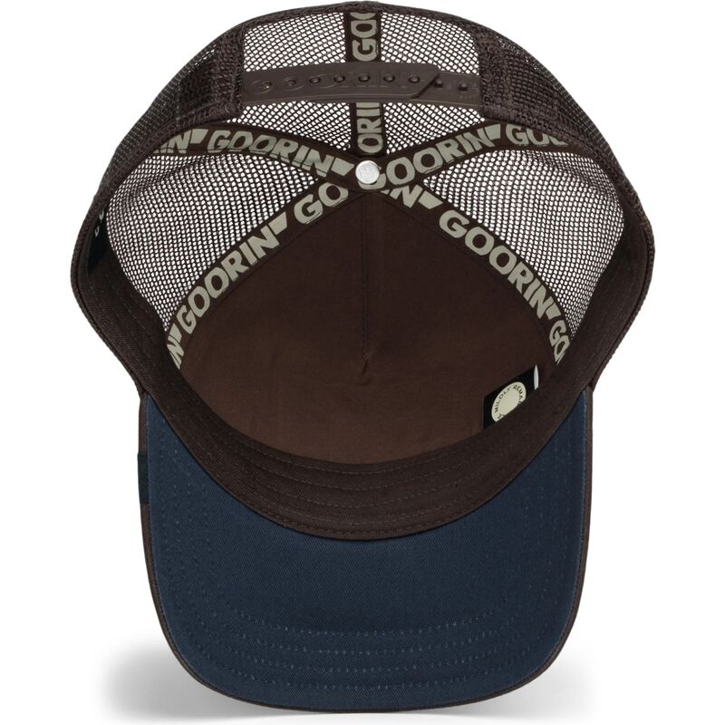 casquette-trucker-marron-et-bleue-marine-ecureuil-over-the-line-squirrel-out-of-bounds-nuts-the-farm-goorin-bros casquette-trucker-marron-et-bleue-marine-ecureuil-over-the-line-squirrel-out-of-bounds-nuts-the-farm-goorin-bros