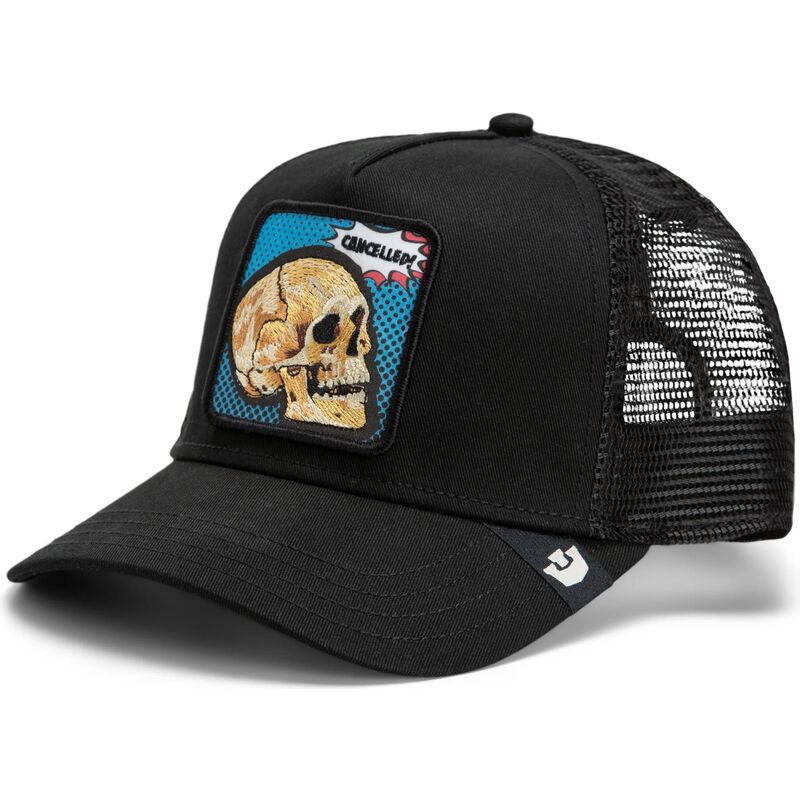 mutzen-gebogen-schwarz-snapback-cancelled-skull-pop-art-strikes-back-the-farm-goorin-bros