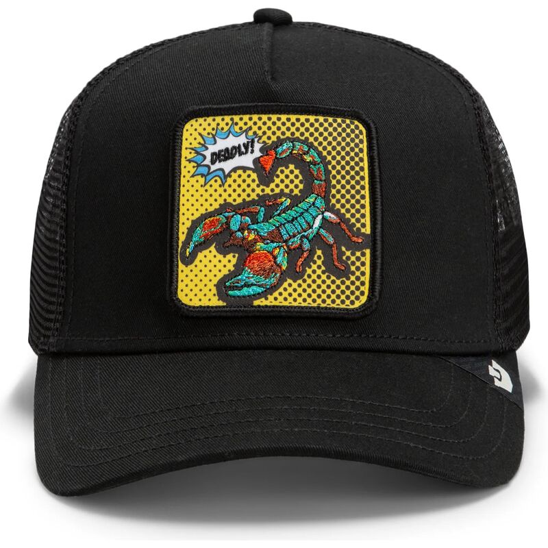 cappello-curvo-nero-snapback-deadly-scorpion-pop-art-strikes-back-the-farm-goorin-bros