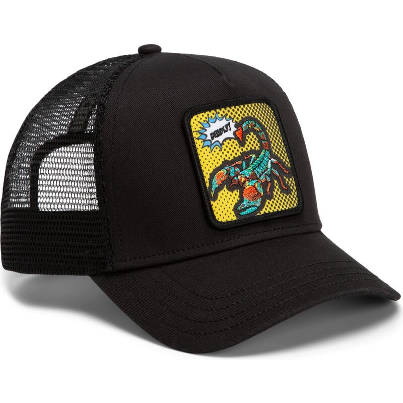 cappello-curvo-nero-snapback-deadly-scorpion-pop-art-strikes-back-the-farm-goorin-bros