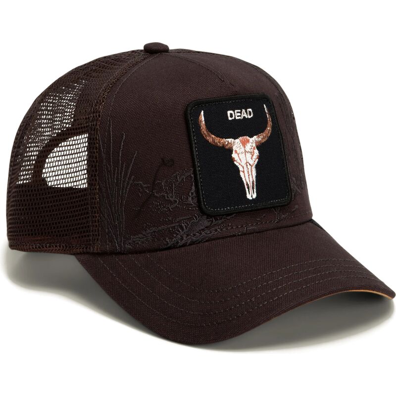 mutzen-gebogen-braun-snapback-skull-badlands-dead-the-farm-goorin-bros