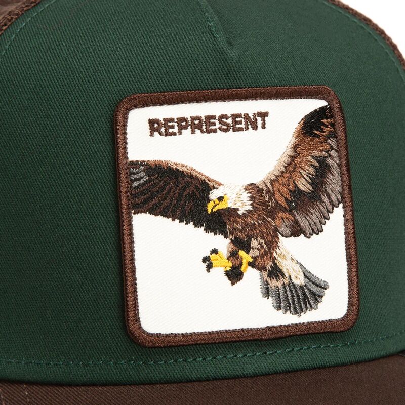 casquette-trucker-verte-et-marron-aigle-represent-eagle-original-recipe-the-farm-goorin-bros