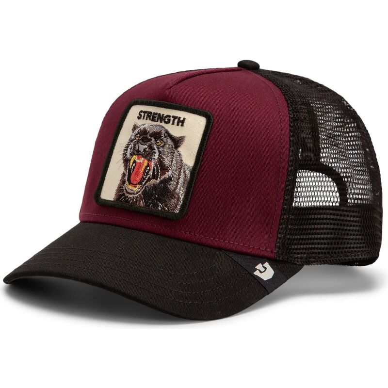 mutzen-gebogen-rot-snapback-strength-panther-original-recipe-the-farm-goorin-bros