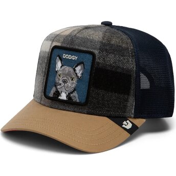 Casquette trucker multicolore bulldog francés Brit Frenchie Check, Mate Dodgy The Farm Goorin Bros.