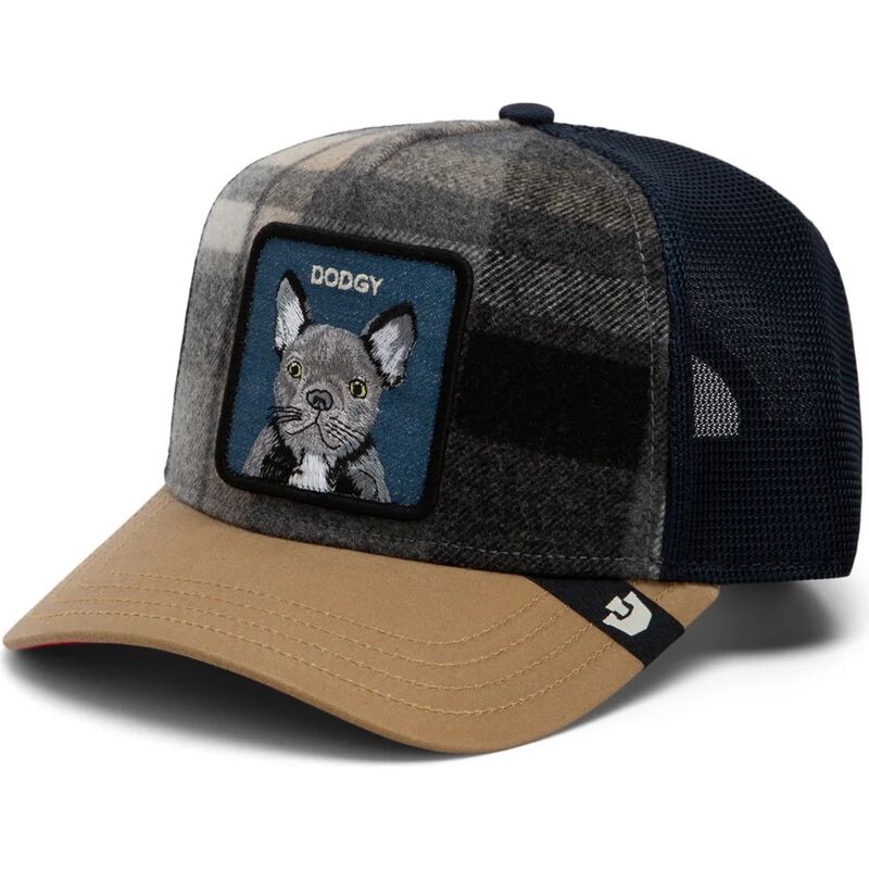 casquette-trucker-multicolore-bulldog-frances-brit-frenchie-check-mate-dodgy-the-farm-goorin-bros