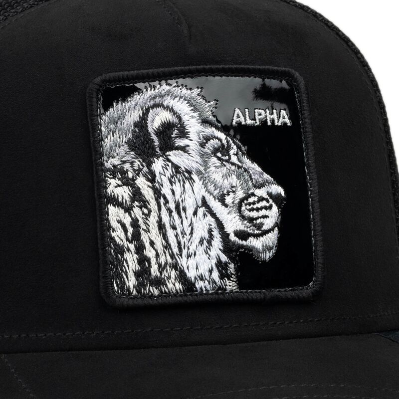 cappello-curvo-nero-snapback-black-out-lion-blackened-metallic-alpha-the-farm-goorin-bros