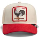 casquette-trucker-rouge-et-beige-coq-the-suede-rooster-microsuede-cock-the-farm-goorin-bros
