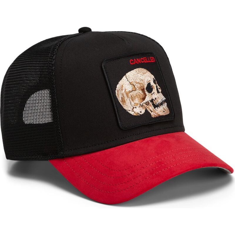 cappello-curvo-nero-snapback-cancelled-skull-microsuede-the-farm-goorin-bros