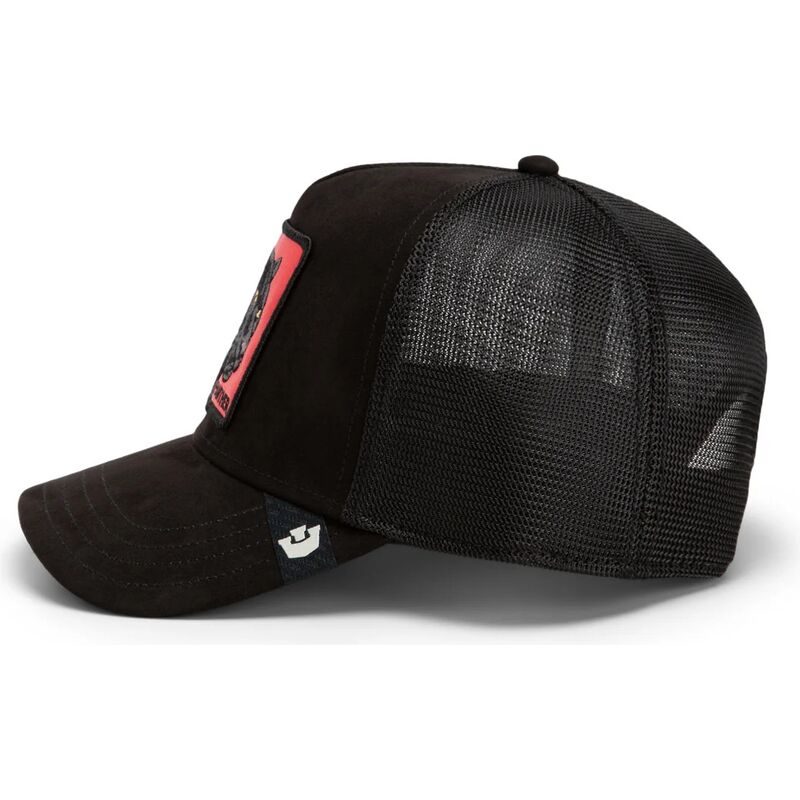 casquette-trucker-noire-et-rouge-panthere-pantera-nera-rossa-microsuede-the-farm-goorin-bros