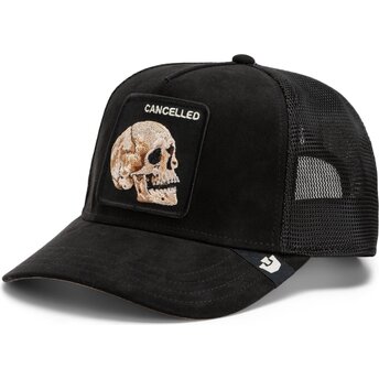 Cappello curvo nero snapback Suede Cancelled Skull Microsuede The Farm Goorin Bros.