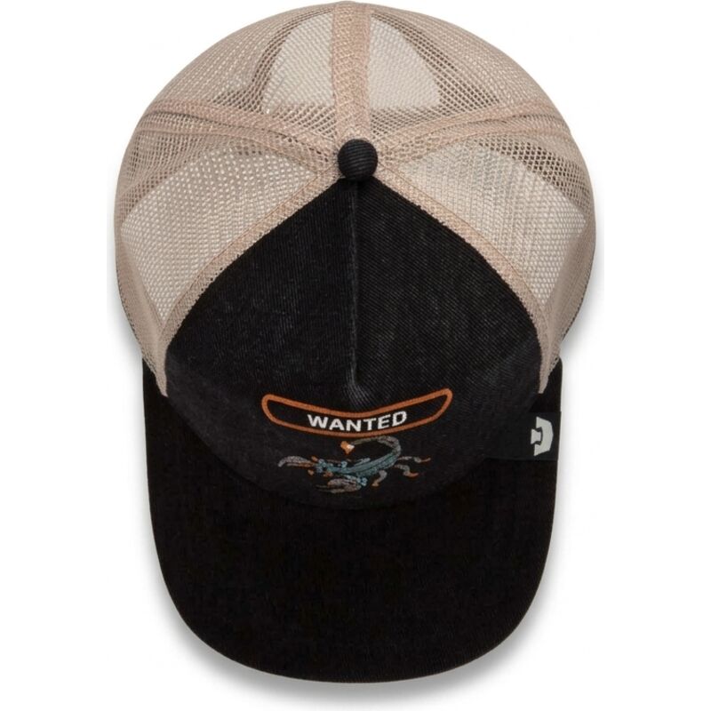 casquette-trucker-noire-et-beige-scorpion-wanted-rocker-denim-after-dark-the-farm-goorin-bros