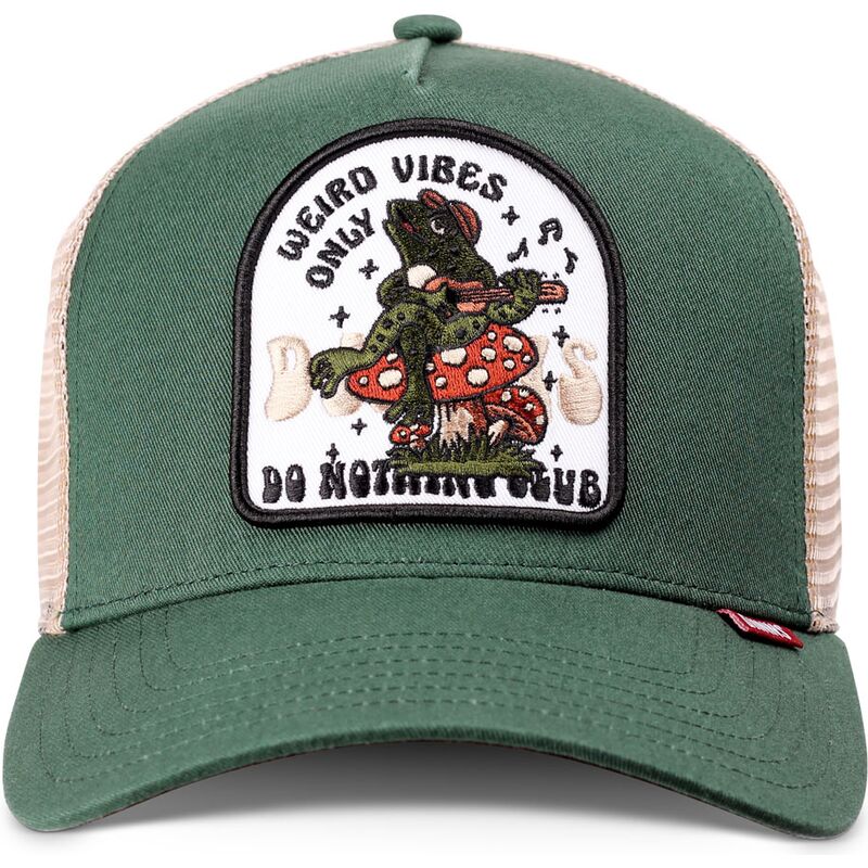 cappello-curvo-verde-snapback-hft-do-nothing-club-weird-vibes-frog-di-djinns