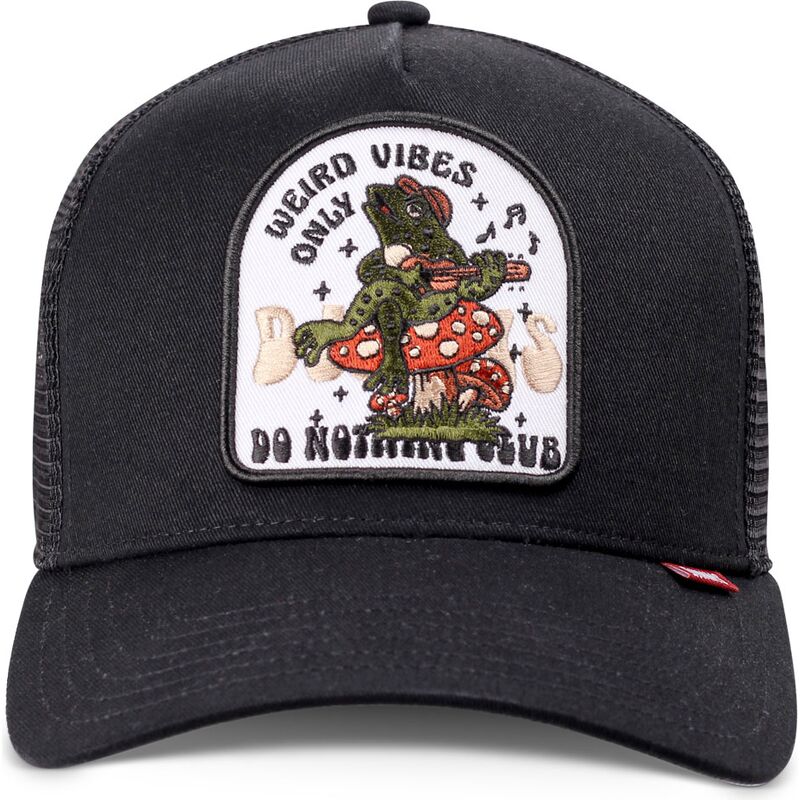 mutzen-gebogen-schwarz-snapback-hft-do-nothing-club-weird-vibes-frog-von-djinns