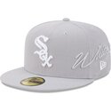 casquette-plate-grise-ajustee-59fifty-side-script-chicago-white-sox-mlb-new-era