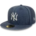 cappello-piatto-blu-marino-aderente-59fifty-washed-dei-new-york-yankees-mlb-di-new-era