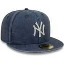 mutzen-flach-marineblau-angepasst-59fifty-washed-der-new-york-yankees-mlb-von-new-era