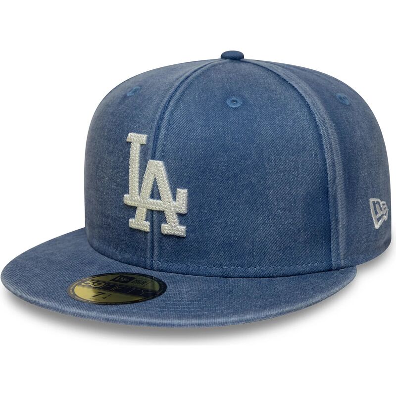 cappello-piatto-blu-aderente-59fifty-washed-dei-los-angeles-dodgers-mlb-di-new-era