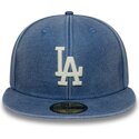 mutzen-flach-blau-angepasst-59fifty-washed-der-los-angeles-dodgers-mlb-von-new-era