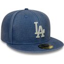mutzen-flach-blau-angepasst-59fifty-washed-der-los-angeles-dodgers-mlb-von-new-era