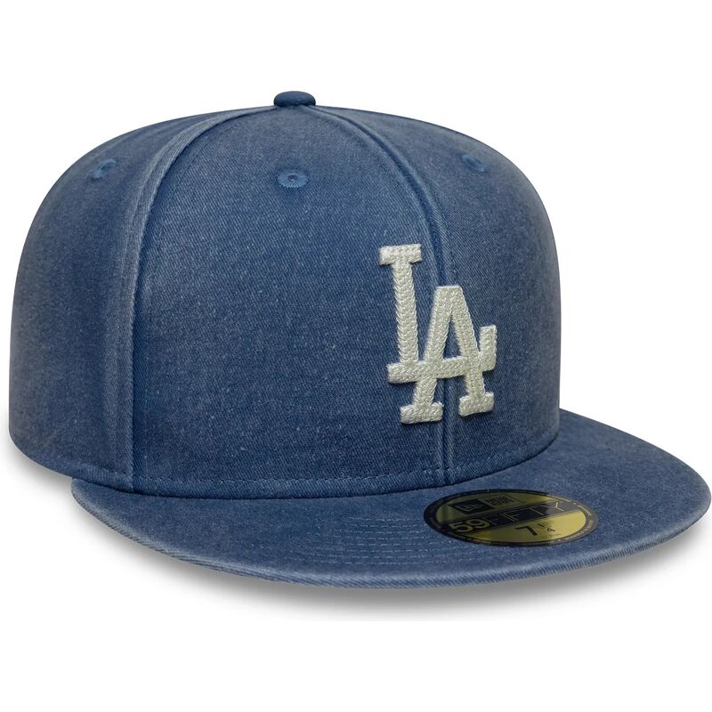 mutzen-flach-blau-angepasst-59fifty-washed-der-los-angeles-dodgers-mlb-von-new-era