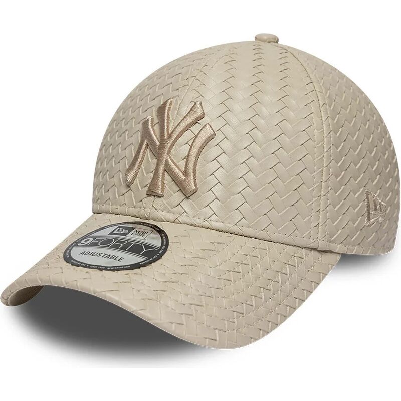 cappello-curvo-beige-cinghia-regolabile-9forty-pu-weave-dei-new-york-yankees-mlb-di-new-era