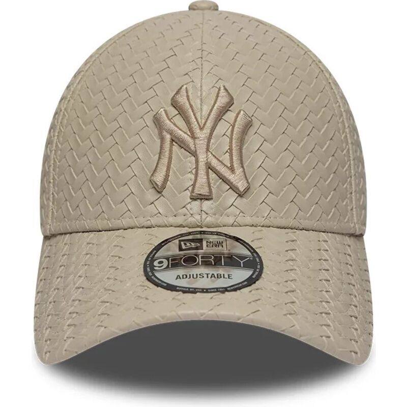 mutzen-gebogen-beige-verstellbares-band-9forty-pu-weave-der-new-york-yankees-mlb-von-new-era