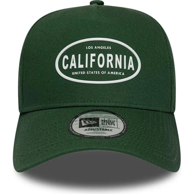 cappello-curvo-verde-snapback-9forty-e-frame-rubber-dei-california-los-angeles-di-new-era