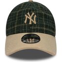 casquette-courbee-verte-et-beige-ajustable-9twenty-mix-check-new-york-yankees-mlb-new-era