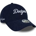 cappello-curvo-blu-marino-cinghia-regolabile-9twenty-cord-script-dei-los-angeles-dodgers-mlb-di-new-era