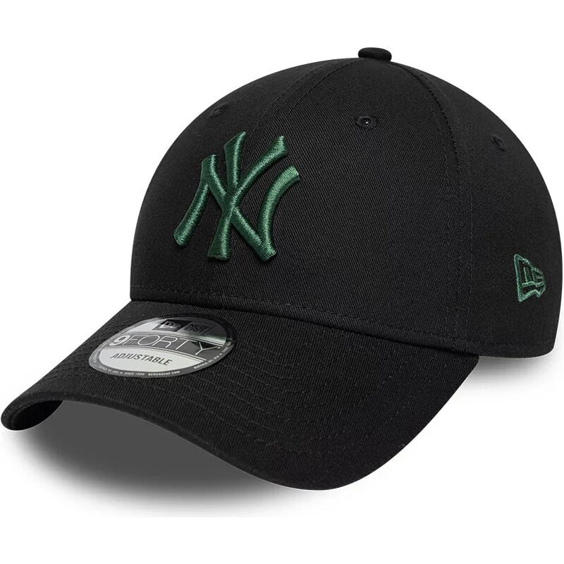 casquette-courbee-noire-ajustable-avec-logo-vert-fonce-9forty-league-essential-new-york-yankees-mlb-new-era