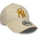 mutzen-gebogen-beige-verstellbares-band-dorado-9twenty-league-essential-der-new-york-yankees-mlb-von-new-era