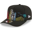 cappello-curvo-nero-snapback-9fifty-a-frame-precurved-skyline-dei-los-angeles-dodgers-mlb-di-new-era