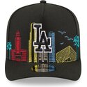 cappello-curvo-nero-snapback-9fifty-a-frame-precurved-skyline-dei-los-angeles-dodgers-mlb-di-new-era