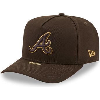 Cappello curvo marrone snapback 9FIFTY A Frame Precurved Visor Pin dei Atlanta Braves MLB di New Era