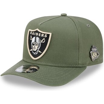 Mützen gebogen grün snapback 9FIFTY A Frame Precurved Side Pin der Las Vegas Raiders NFL von New Era