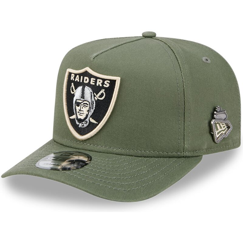 mutzen-gebogen-grun-snapback-9fifty-a-frame-precurved-side-pin-der-las-vegas-raiders-nfl-von-new-era