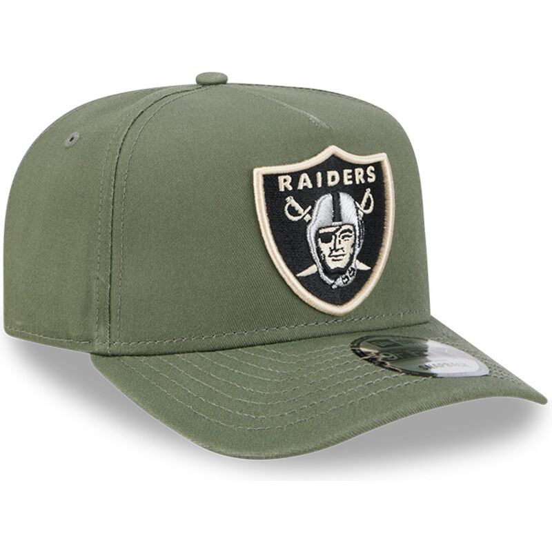 mutzen-gebogen-grun-snapback-9fifty-a-frame-precurved-side-pin-der-las-vegas-raiders-nfl-von-new-era