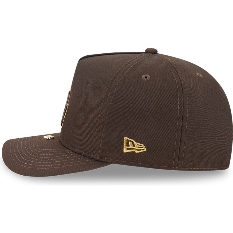 cappello-curvo-marrone-snapback-9fifty-a-frame-precurved-visor-pin-dei-los-angeles-dodgers-mlb-di-new-era