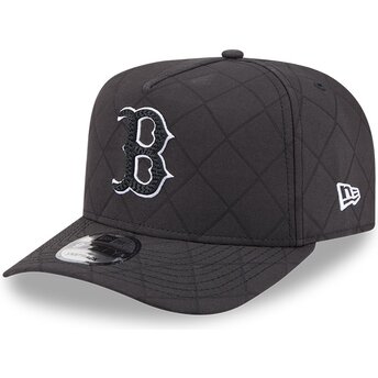 Cappello curvo nero snapback 9FIFTY A Frame Precurved Checkered dei Boston Red Sox MLB di New Era