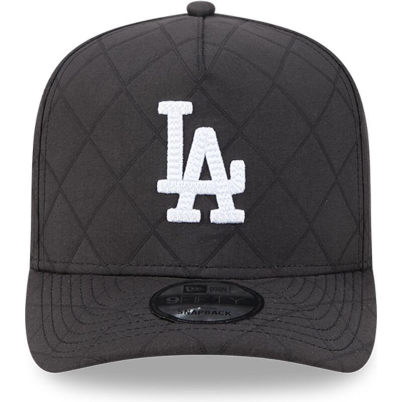 cappello-curvo-nero-snapback-9fifty-a-frame-precurved-checkered-dei-los-angeles-dodgers-mlb-di-new-era