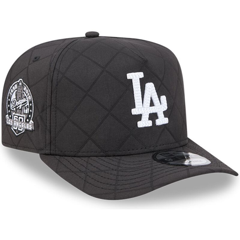 cappello-curvo-nero-snapback-9fifty-a-frame-precurved-checkered-dei-los-angeles-dodgers-mlb-di-new-era
