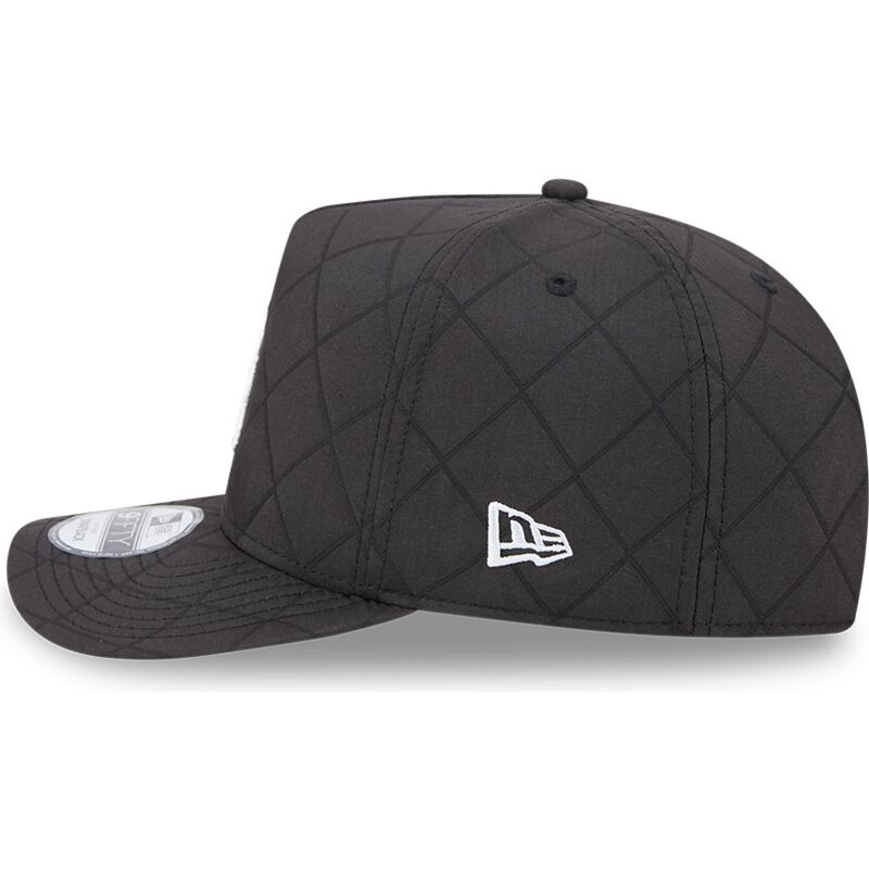 cappello-curvo-nero-snapback-9fifty-a-frame-precurved-checkered-dei-los-angeles-dodgers-mlb-di-new-era