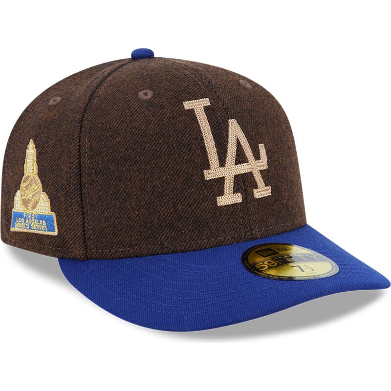 cappello-curvo-marrone-aderente-59fifty-precurved-dei-los-angeles-dodgers-mlb-di-new-era