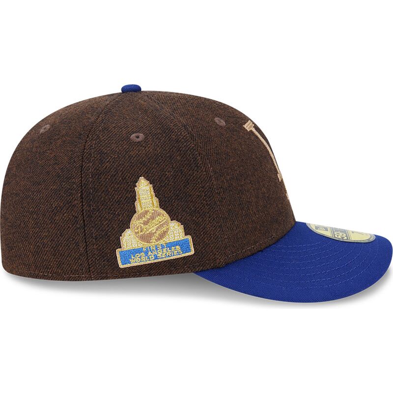cappello-curvo-marrone-aderente-59fifty-precurved-dei-los-angeles-dodgers-mlb-di-new-era