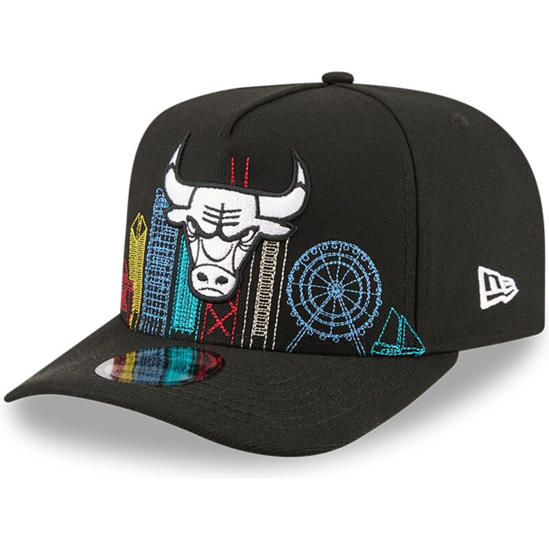 mutzen-gebogen-schwarz-snapback-9fifty-a-frame-precurved-skyline-der-chicago-bulls-nba-von-new-era