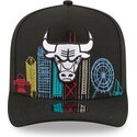 cappello-curvo-nero-snapback-9fifty-a-frame-precurved-skyline-dei-chicago-bulls-nba-di-new-era
