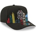 mutzen-gebogen-schwarz-snapback-9fifty-a-frame-precurved-skyline-der-new-york-yankees-mlb-von-new-era