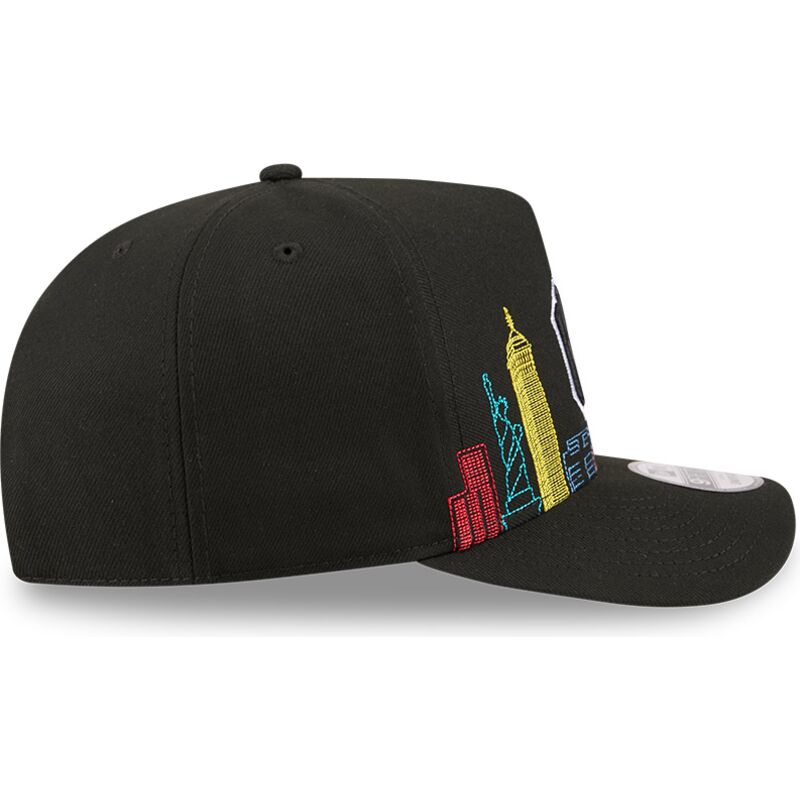 cappello-curvo-nero-snapback-9fifty-a-frame-precurved-skyline-dei-new-york-yankees-mlb-di-new-era