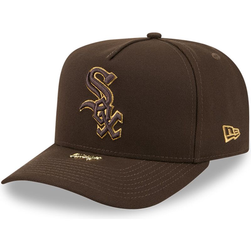 cappello-curvo-marrone-snapback-9fifty-a-frame-precurved-visor-pin-dei-chicago-white-sox-mlb-di-new-era