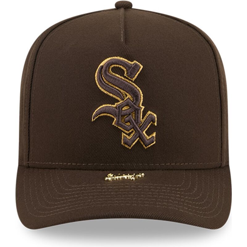 casquette-courbee-marron-snapback-9fifty-a-frame-precurved-visor-pin-chicago-white-sox-mlb-new-era